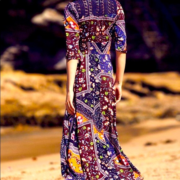 Jaase Patches Patchwork Mixed Media Print Maxi Dress - Picture 4 of 8